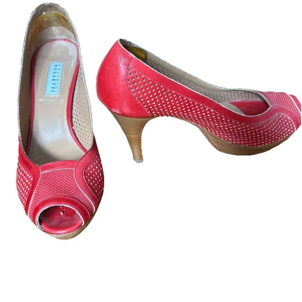 Fratelli Rosetti Red Heels Made In Italy Size 37.5/7.5 US - Picture 5 of 6